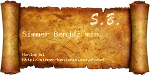 Simmer Benjámin névjegykártya
